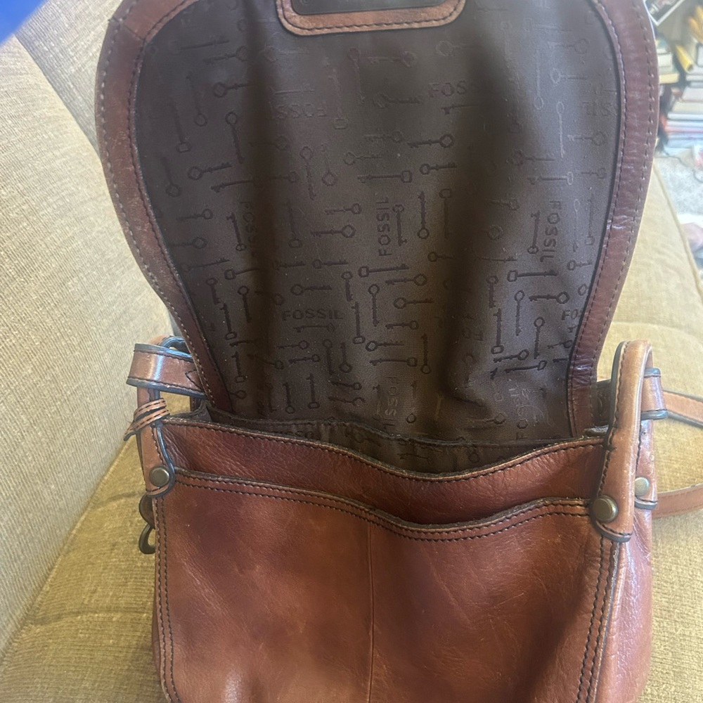 Vintage Fossil Brown Leather Shoulder Bag - Picture 3 of 5
